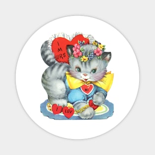 Cute Kitten Valentine Flower Crown Hearts Bow Magnet